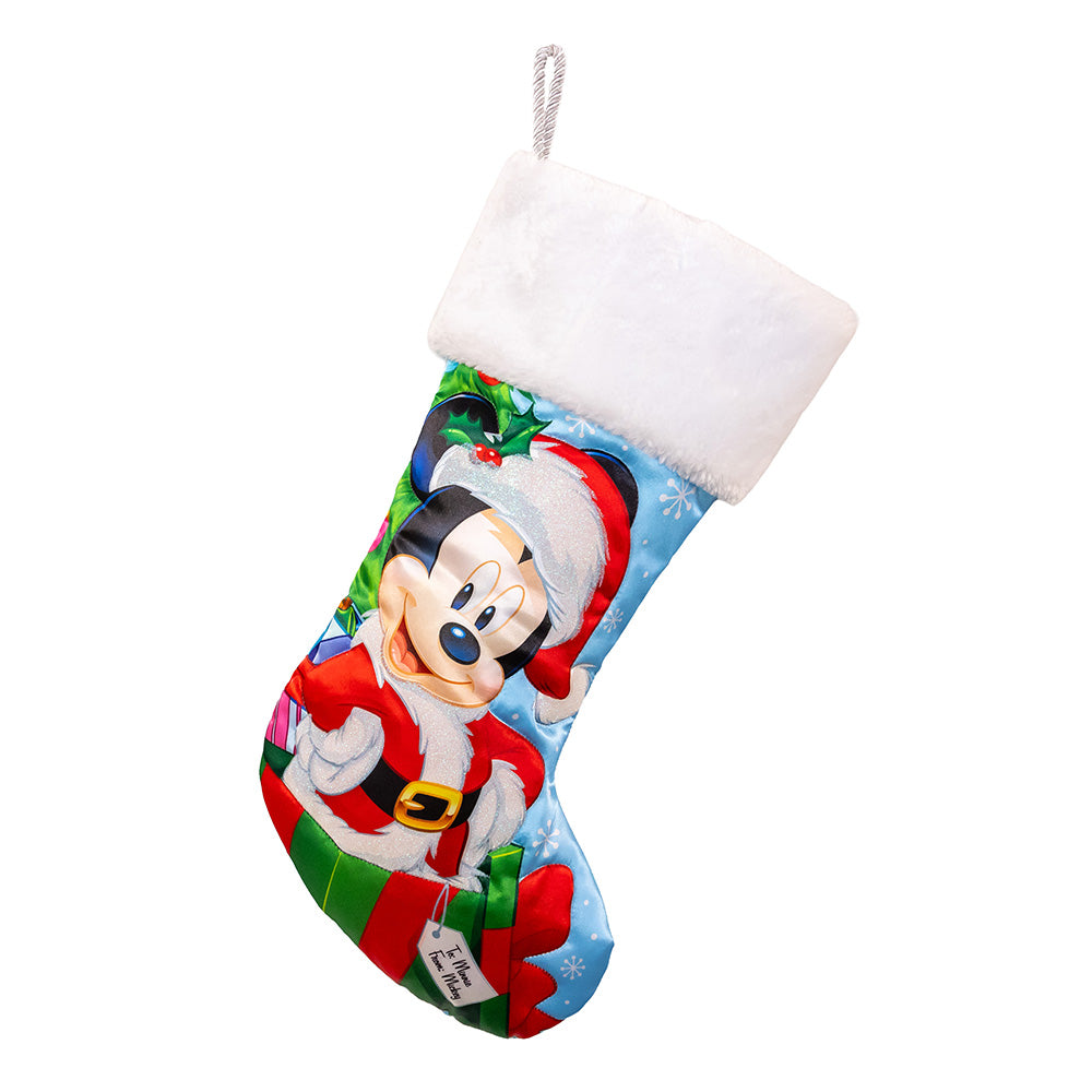 Disney Santa Mickey Mouse Stocking With Plush Cuff 18"