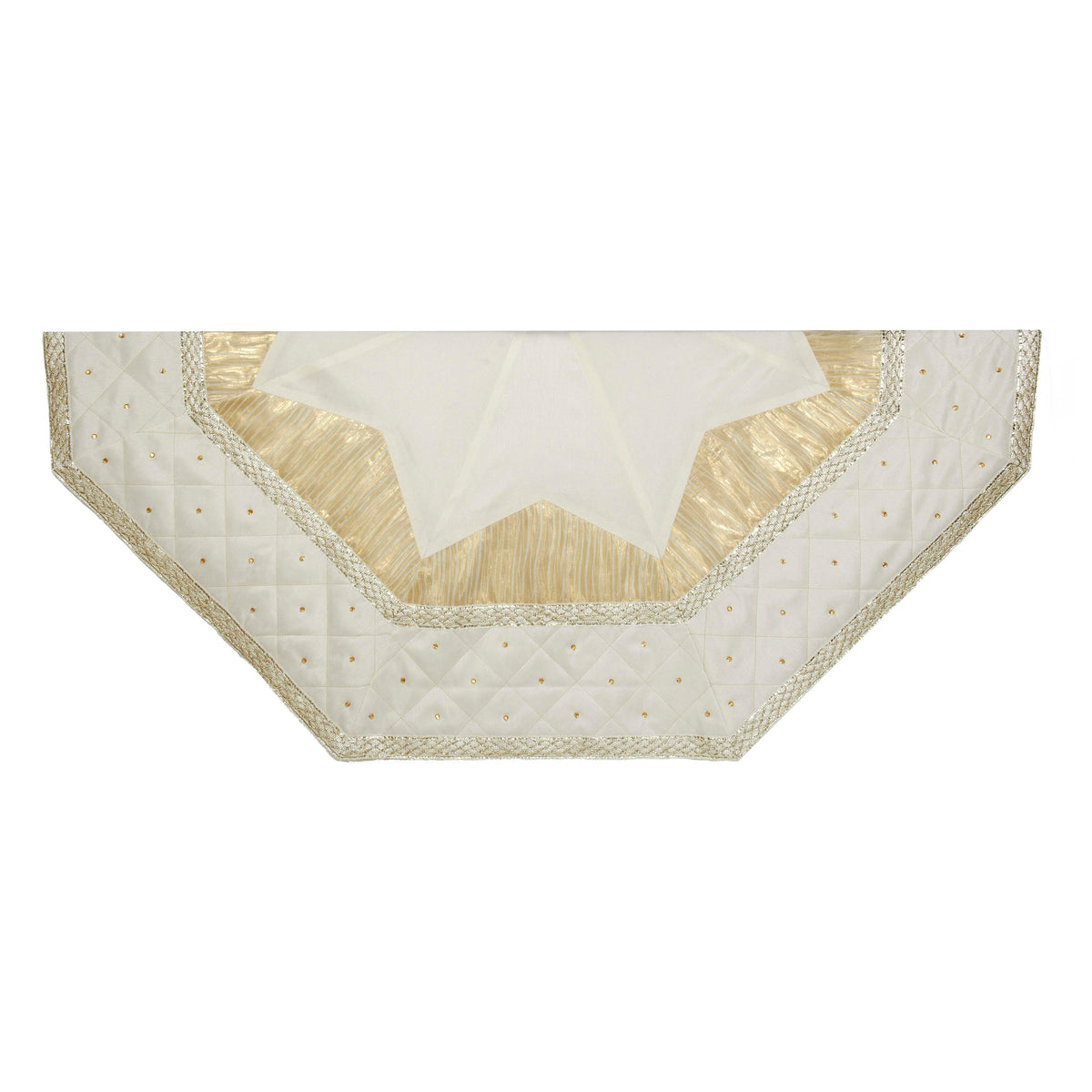 Ivory and Gold with Quilted Border Tree Skirt 52 Inch