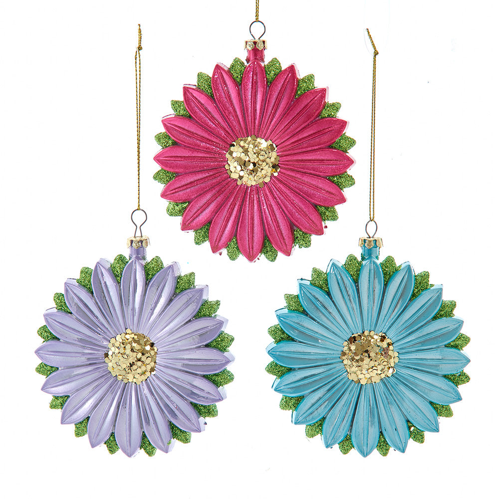 Colorful Daisy Ornaments 4" Set of 3
