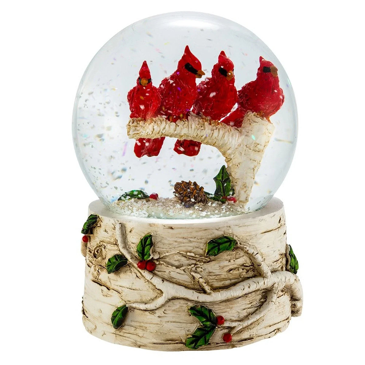Cardinals with Tree Musical Waterglobe 100mm