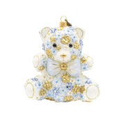 Blue Floral Teddy Ornament